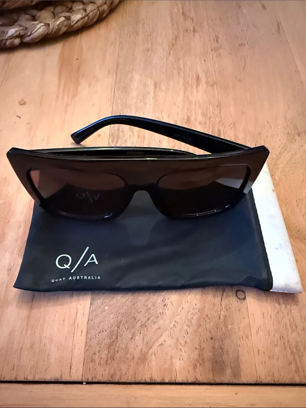 Quay Australia Cafe Racer Oversized Square Sunglasses Black Frame